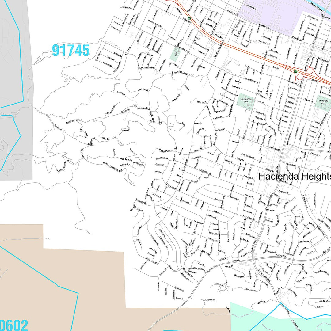 Premium Style Wall Map of Whittier, CA