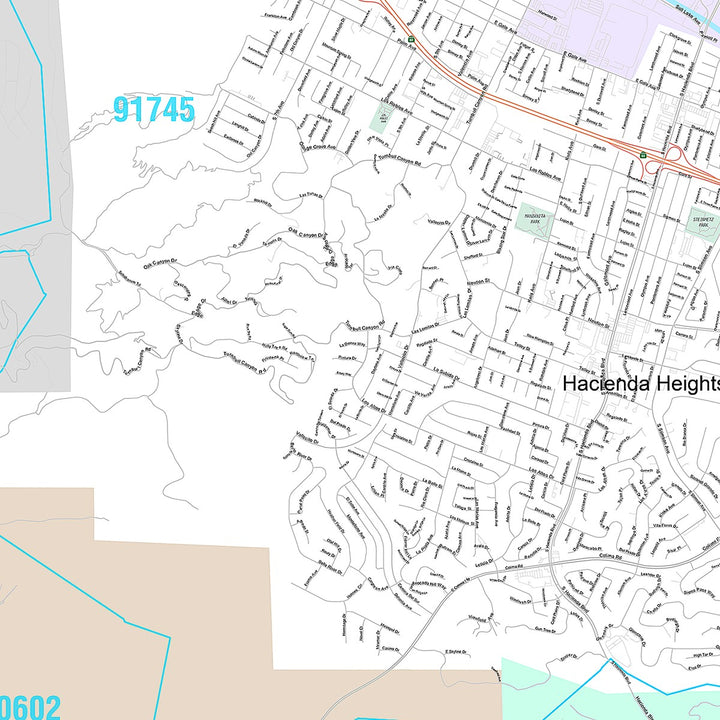 Premium Style Wall Map of Whittier, CA