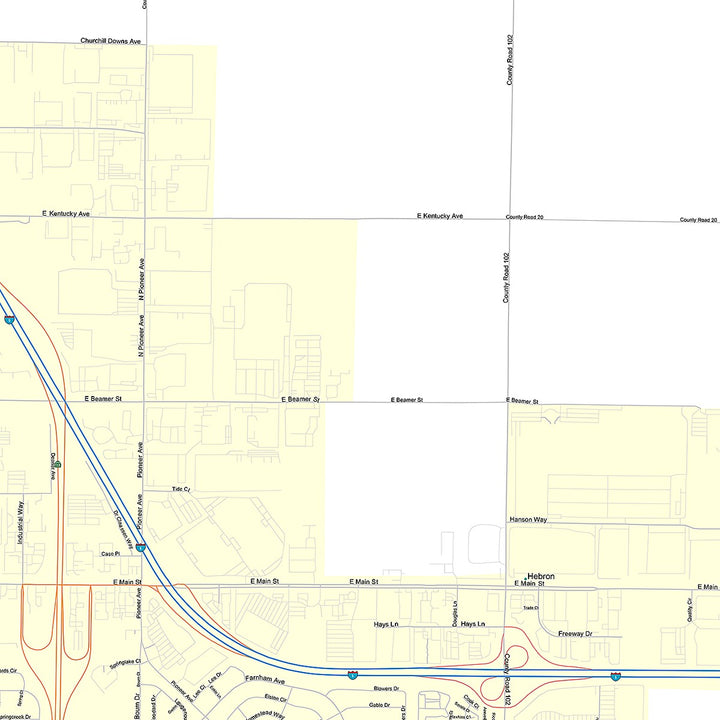 Premium Style Wall Map of Woodland, CA