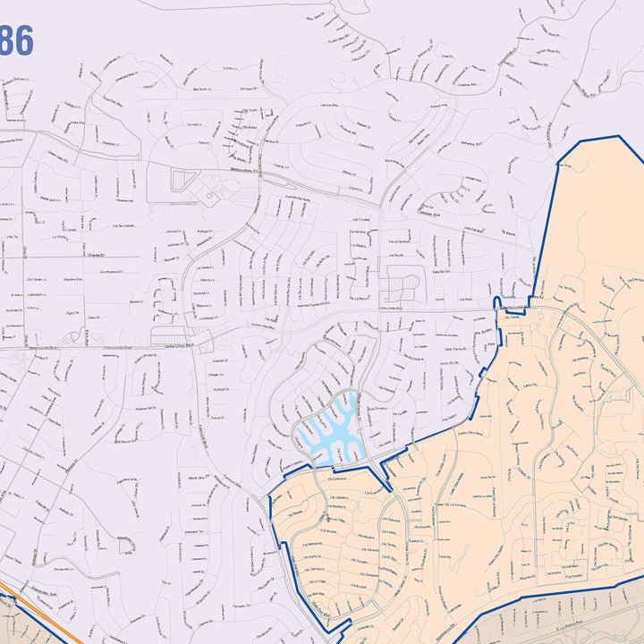 Color Cast Zip Code Style Wall Map of Yorba Linda, CA – American Map Store