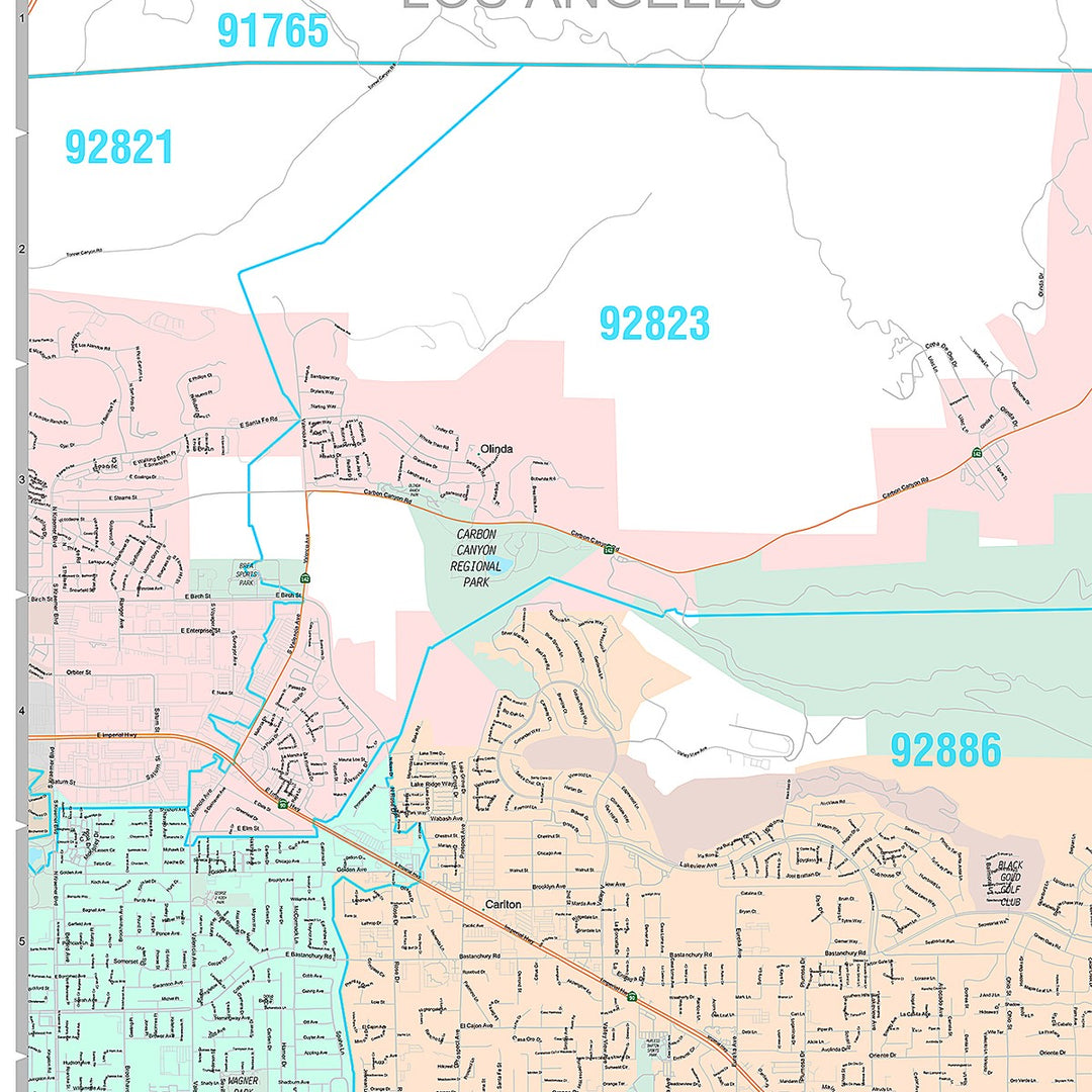 Premium Style Wall Map of Yorbalinda, CA