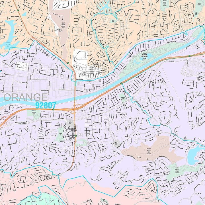 Premium Style Wall Map of Yorbalinda, CA