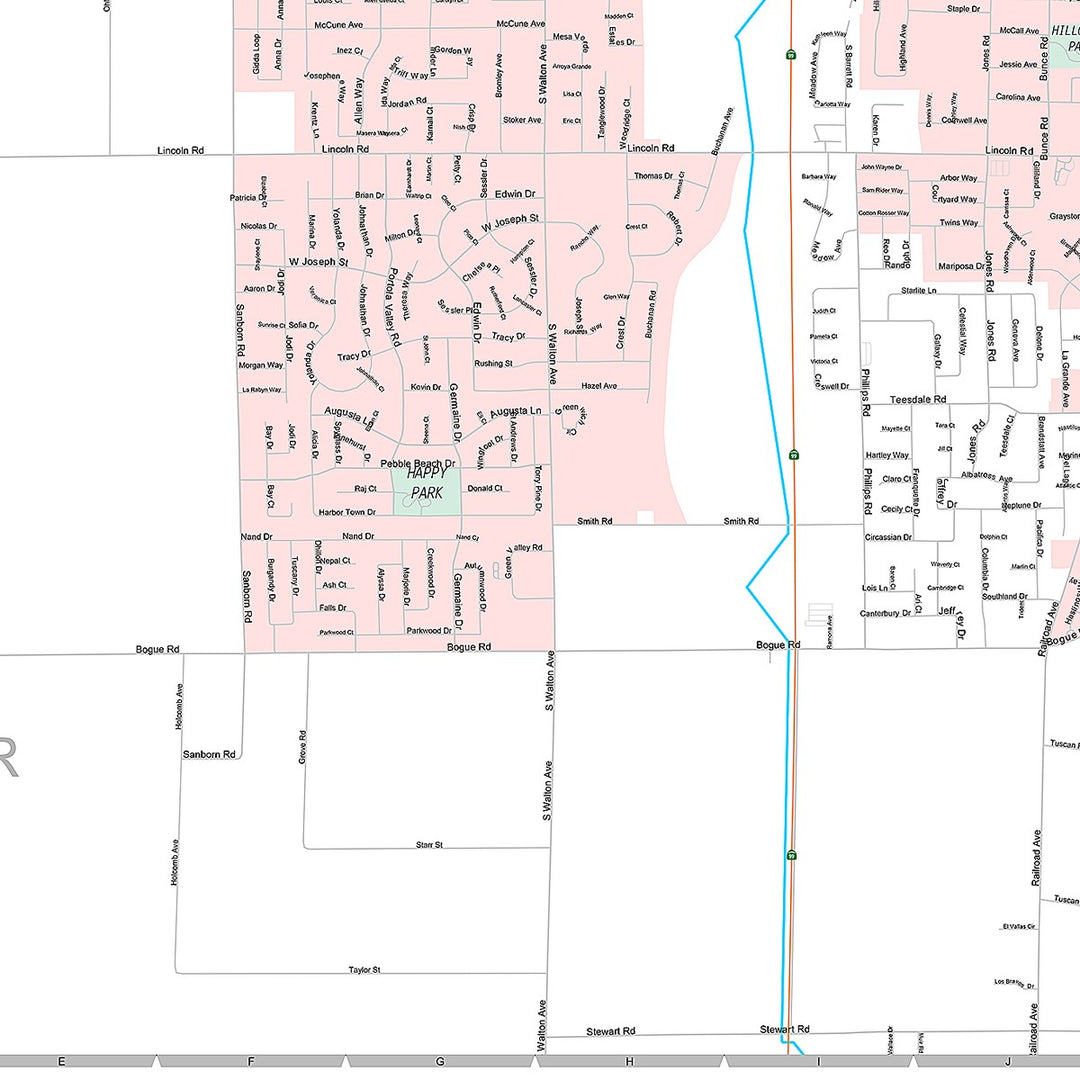 Premium Style Wall Map of Yuba City, CA