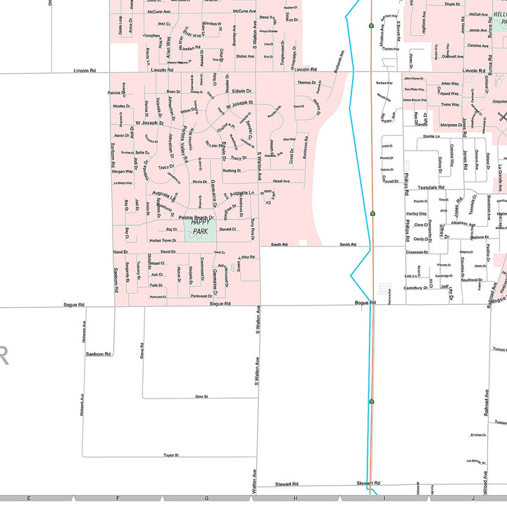Premium Style Wall Map of Yuba City, CA