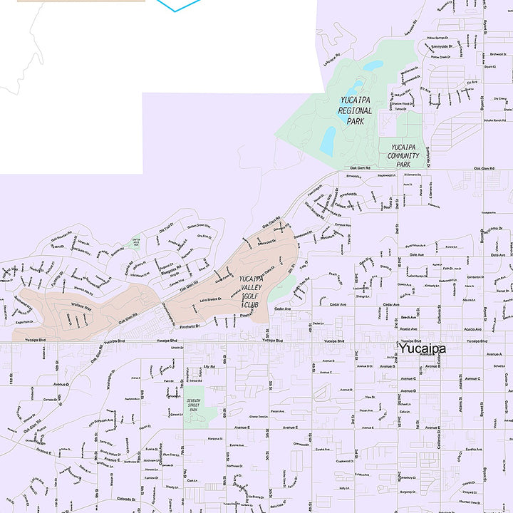 Premium Style Wall Map of Yucaipa, CA