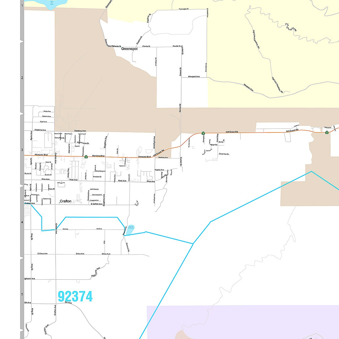 Premium Style Wall Map of Yucaipa, CA