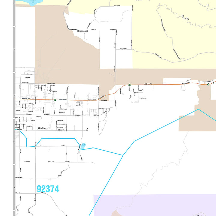 Premium Style Wall Map of Yucaipa, CA