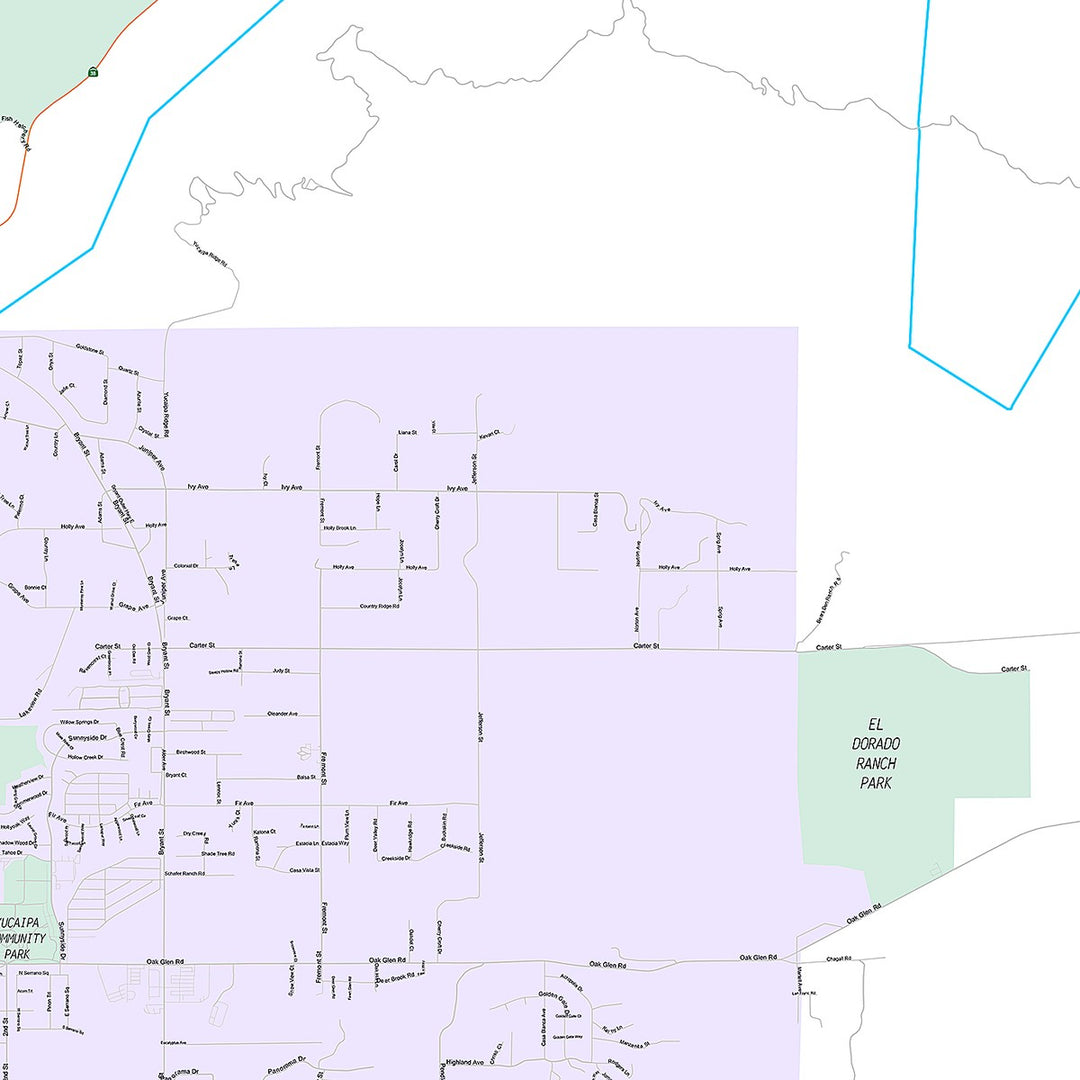 Premium Style Wall Map of Yucaipa, CA