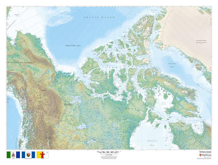 Northern Canada Wall Map with Shaded Relief