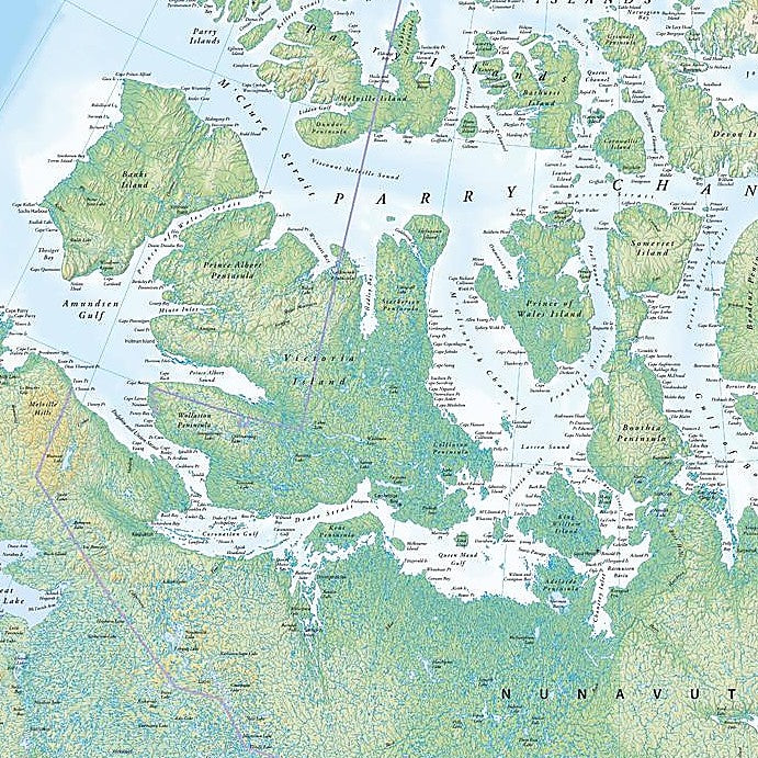 Northern Canada Wall Map with Shaded Relief