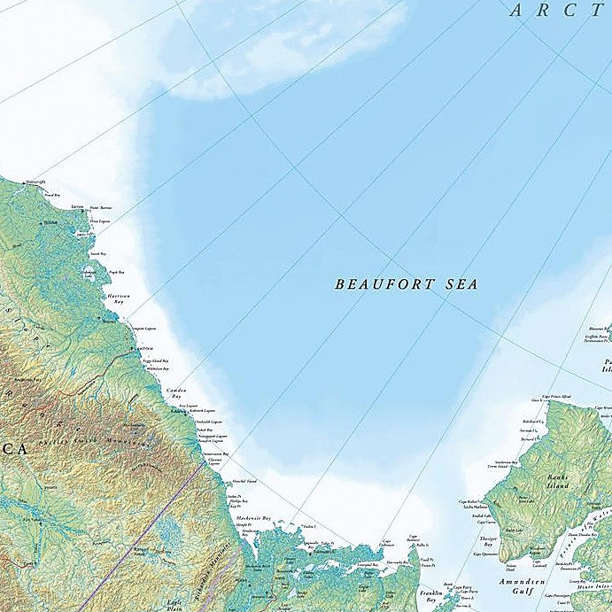 Northern Canada Wall Map with Shaded Relief