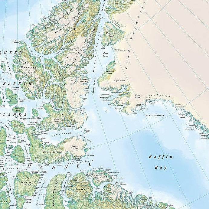 Northern Canada Wall Map with Shaded Relief