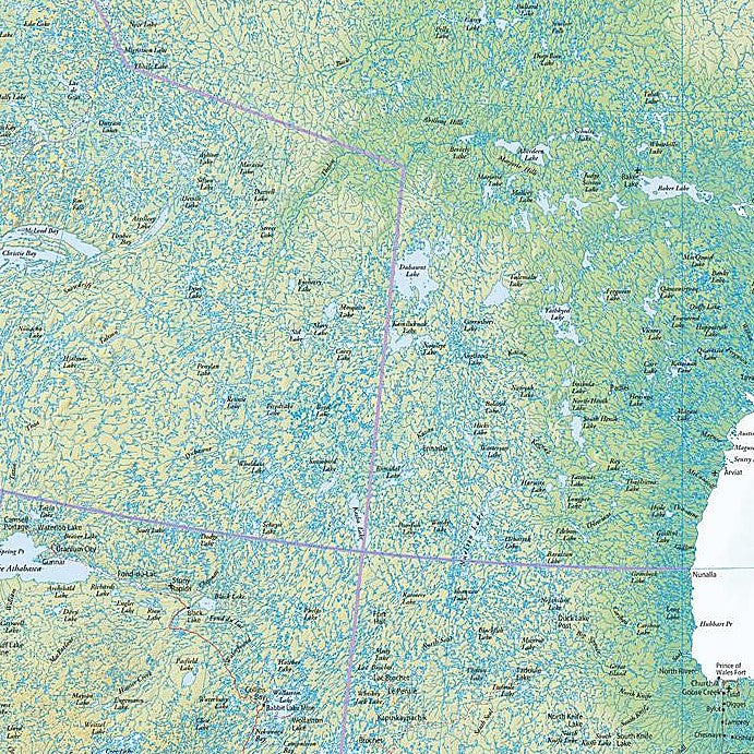 Western Canada Wall Map with Shaded Relief