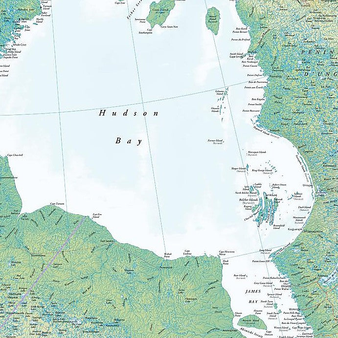 Eastern Canada Wall Map with Shaded Relief
