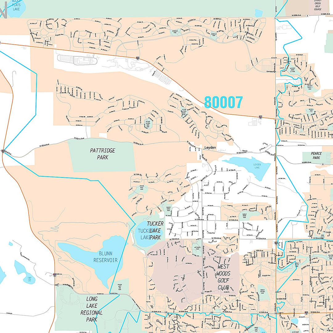 Premium Style Wall Map of Arvada, CO