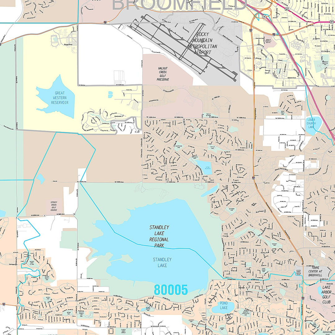 Premium Style Wall Map of Arvada, CO