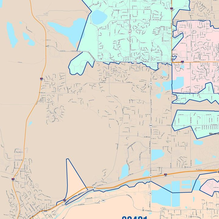 Color Cast Zip Code Style Wall Map of Arvada, CO