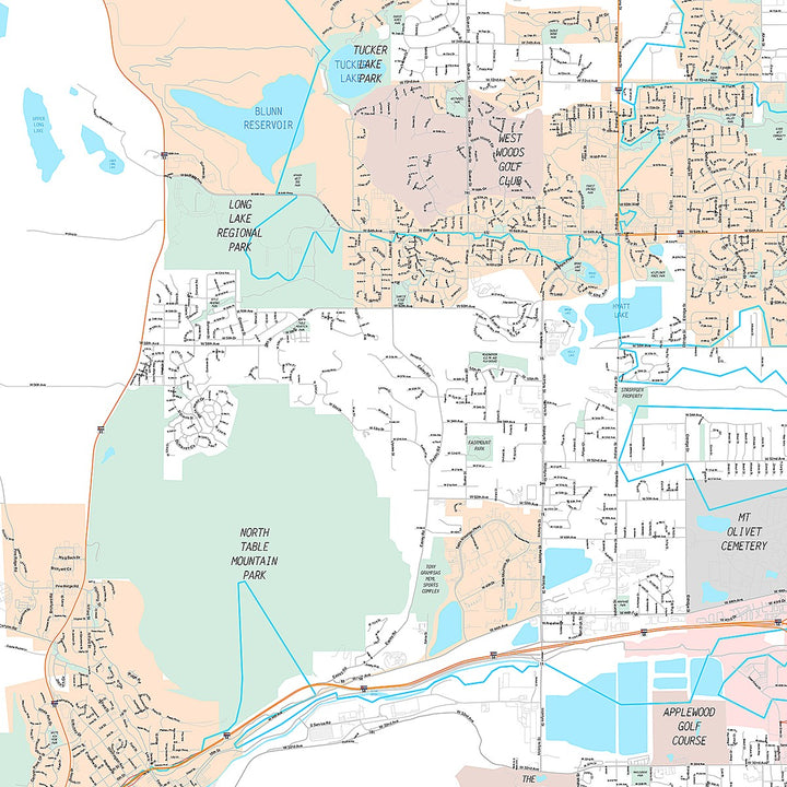 Premium Style Wall Map of Arvada, CO