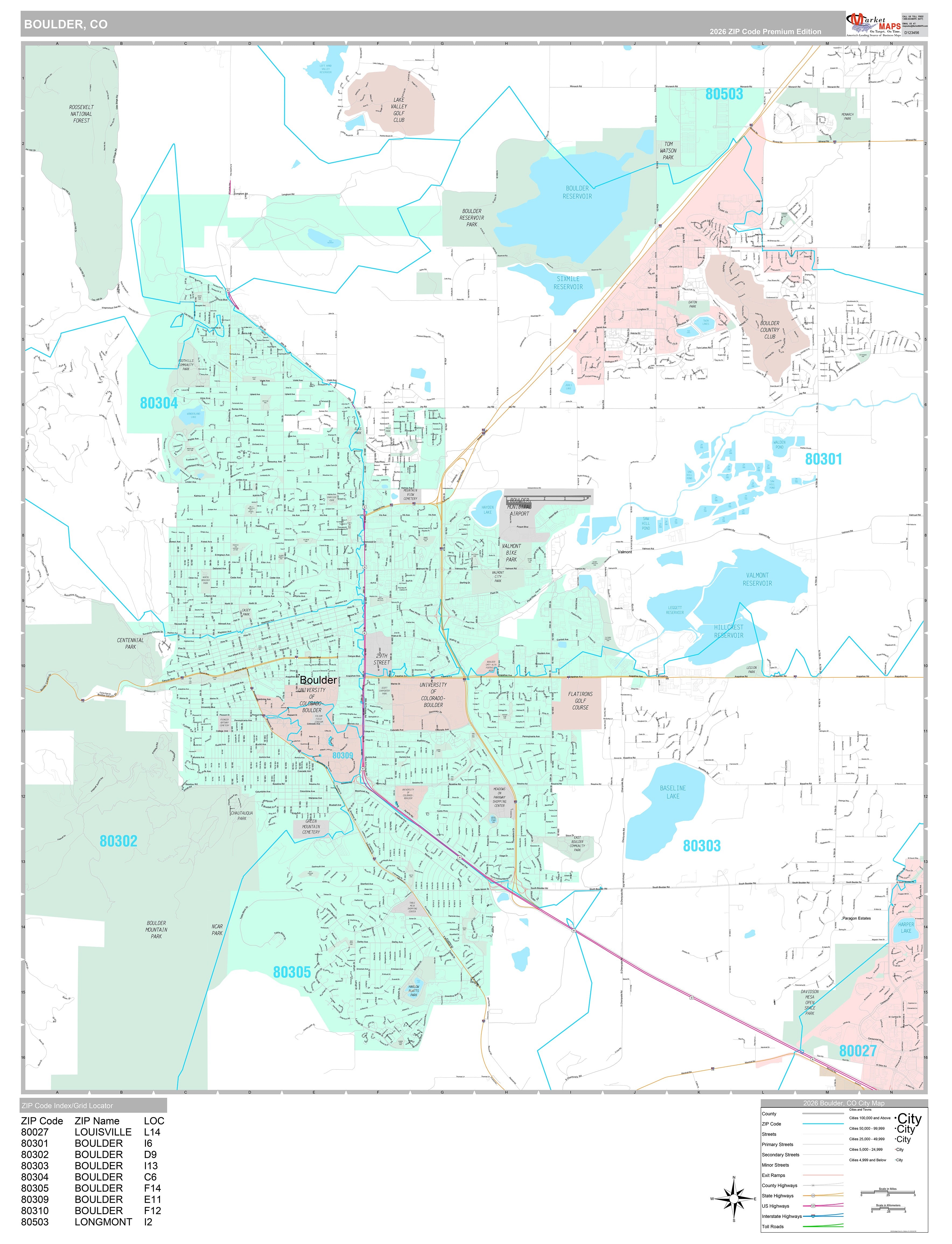 Premium Style Wall Map of Boulder, CO – American Map Store