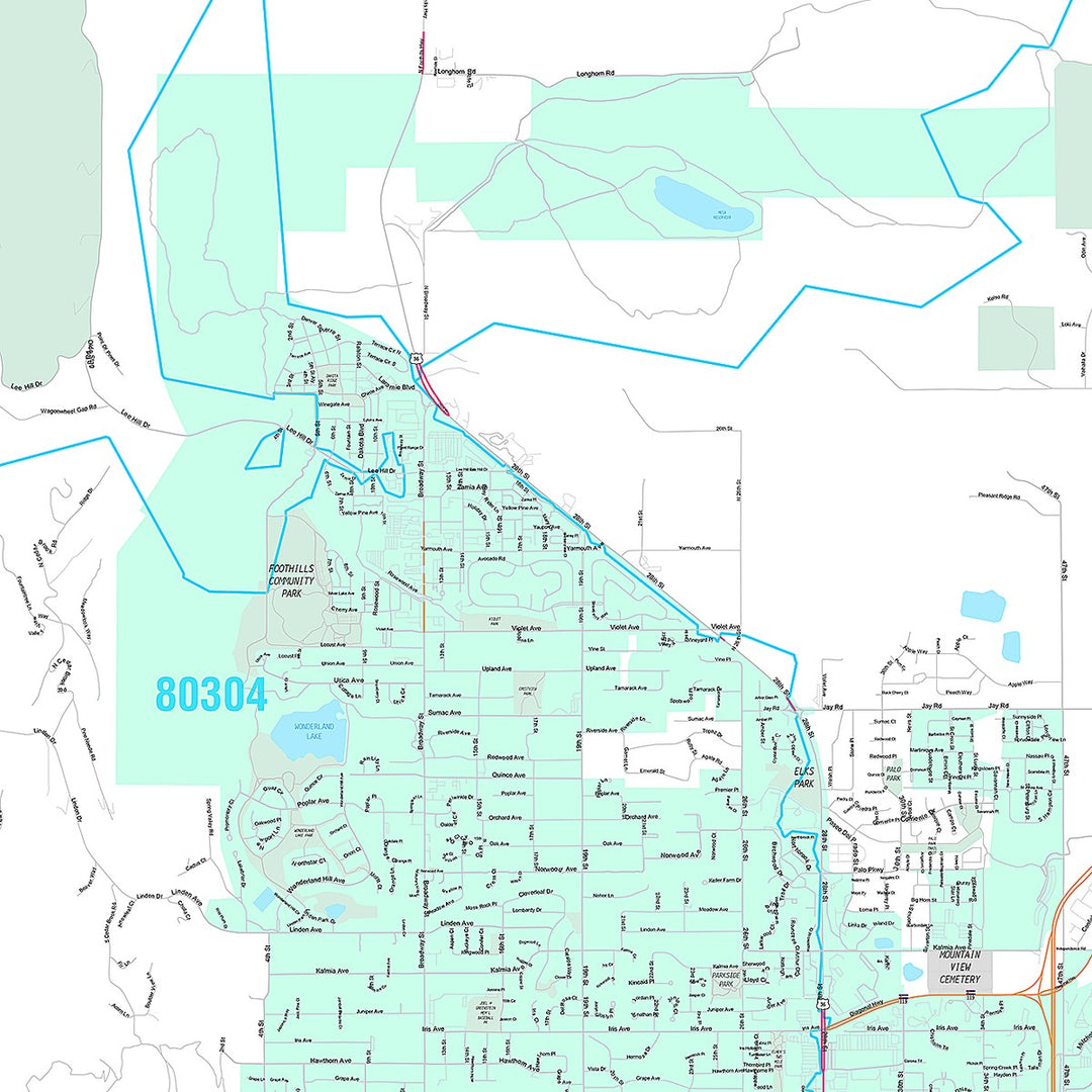 Premium Style Wall Map of Boulder, CO