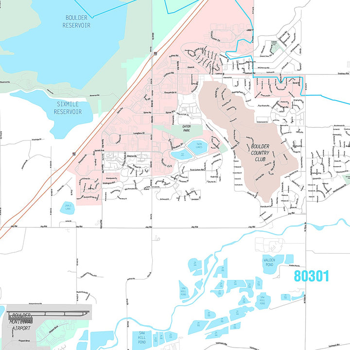 Premium Style Wall Map of Boulder, CO
