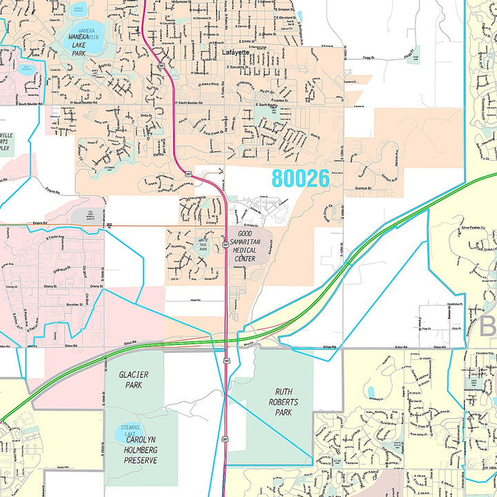 Premium Style Wall Map of Broomfield, CO