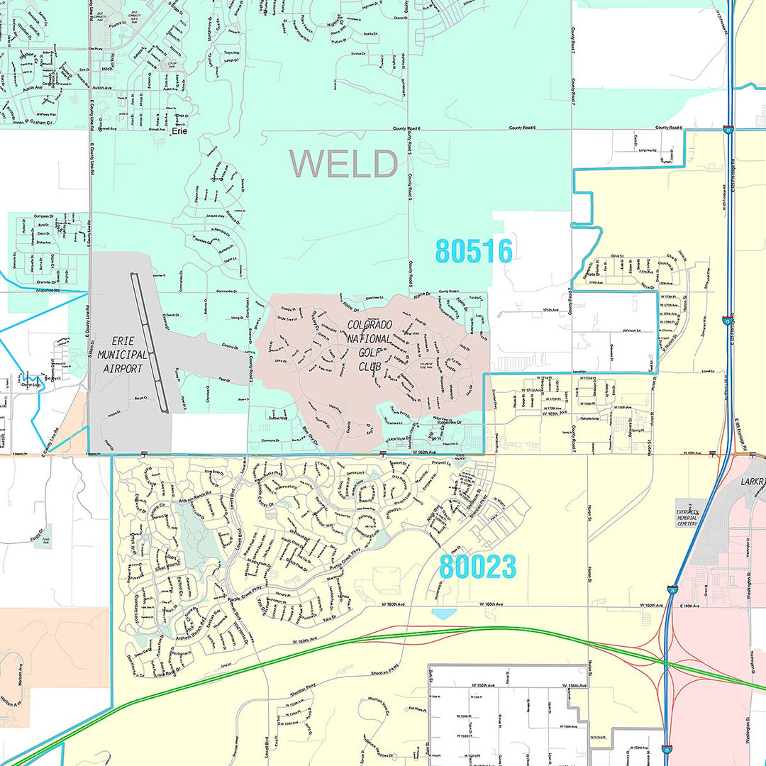 Premium Style Wall Map of Broomfield, CO