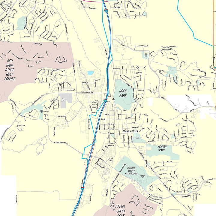 Premium Style Wall Map of Castlerock, CO