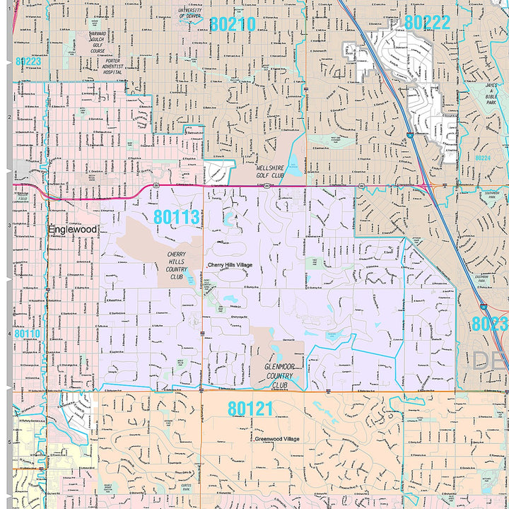 Premium Style Wall Map of Centennial, CO
