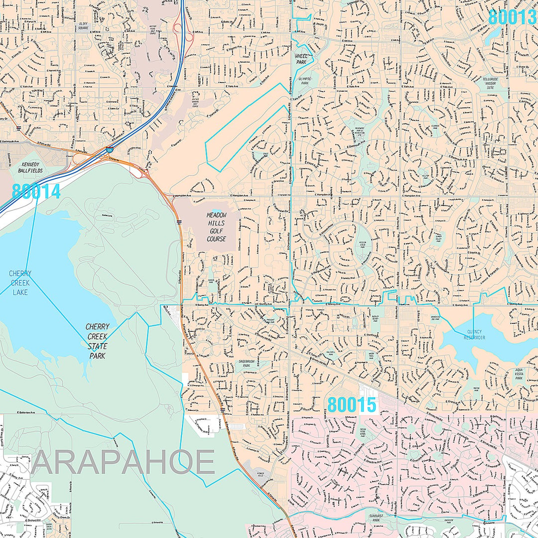 Premium Style Wall Map of Centennial, CO