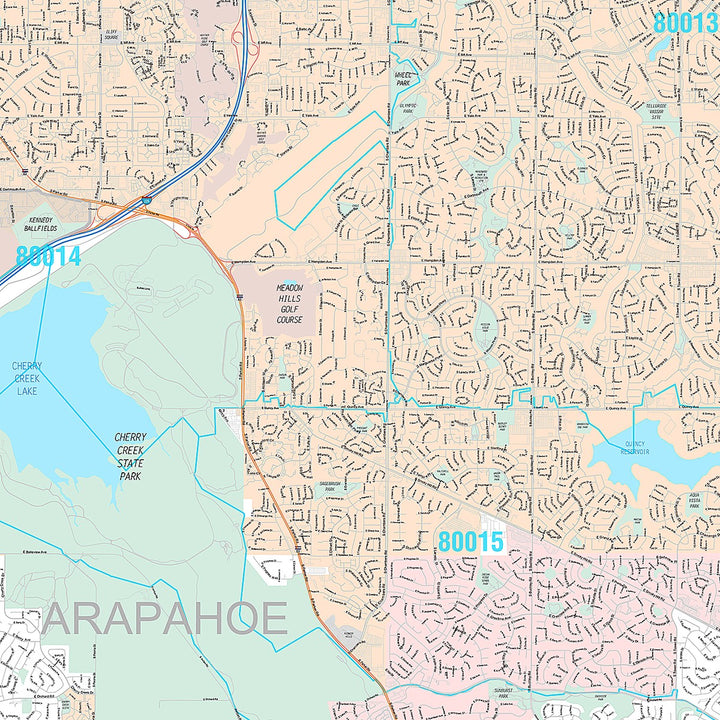 Premium Style Wall Map of Centennial, CO