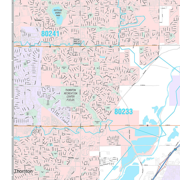 Premium Style Wall Map of Commerce City, CO