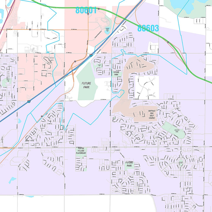 Premium Style Wall Map of Commerce City, CO