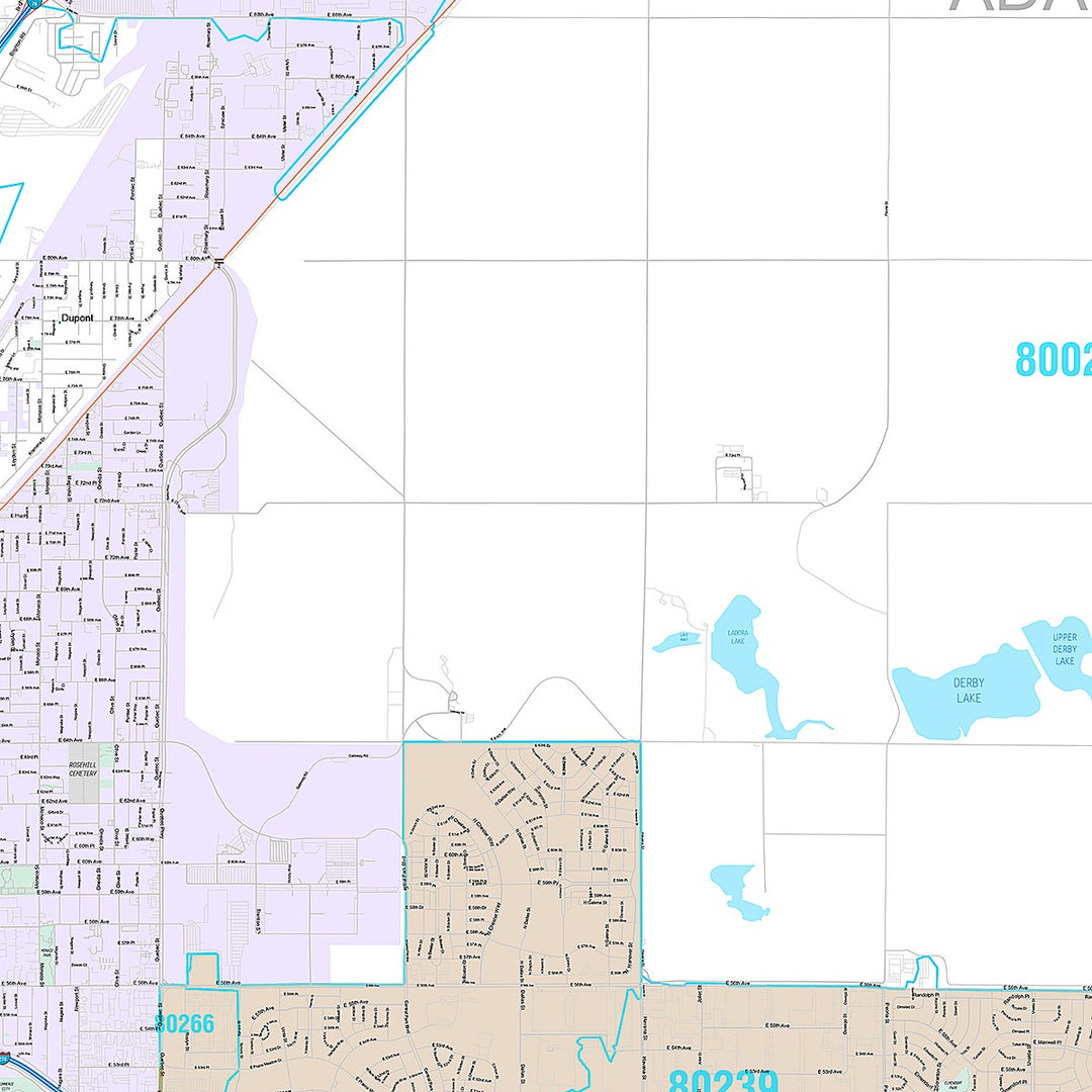 Premium Style Wall Map of Commerce City, CO