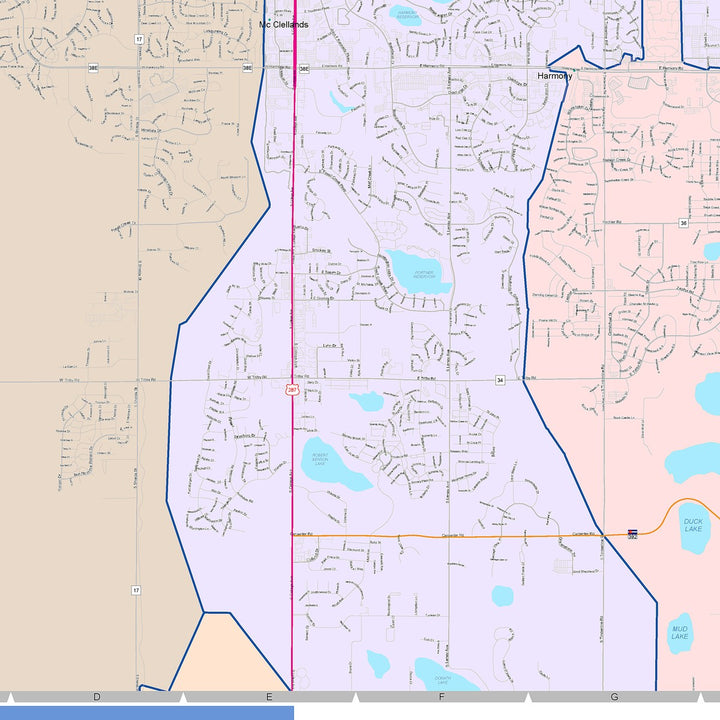 Color Cast Zip Code Style Wall Map of Fort Collins, CO