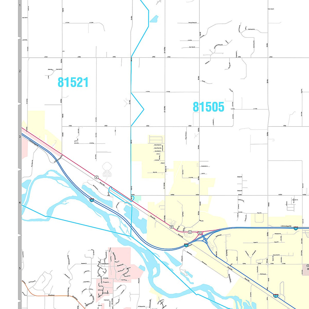 Premium Style Wall Map of Grand Junction, CO