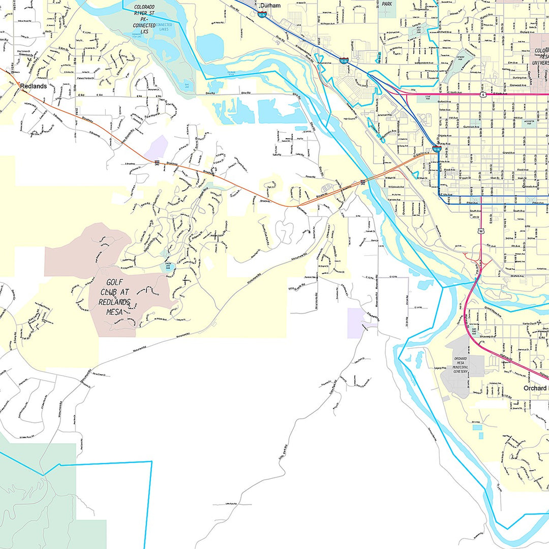 Premium Style Wall Map of Grand Junction, CO
