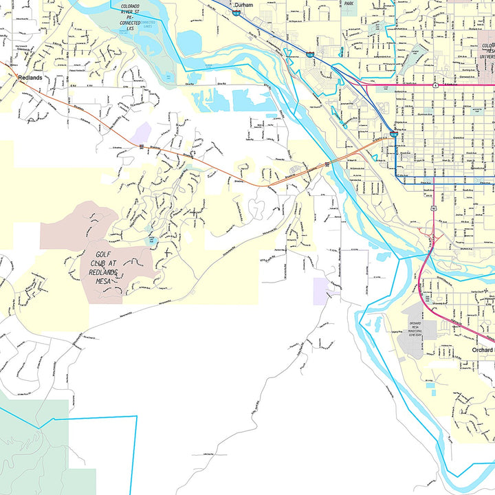 Premium Style Wall Map of Grand Junction, CO