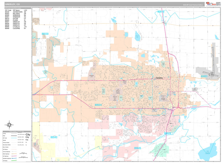 Premium Style Wall Map of Greeley, CO