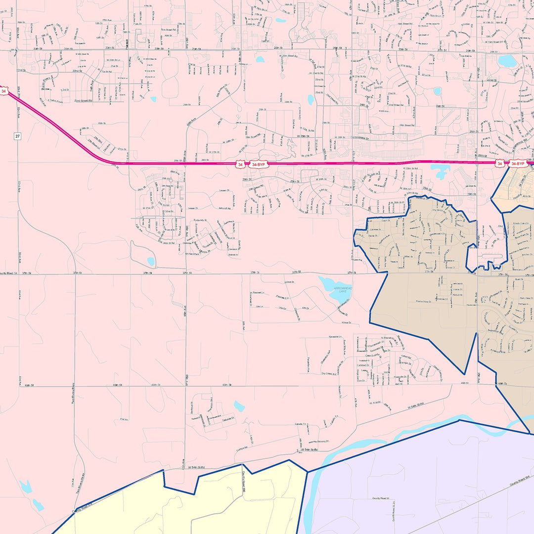 Color Cast Zip Code Style Wall Map of Greely, CO