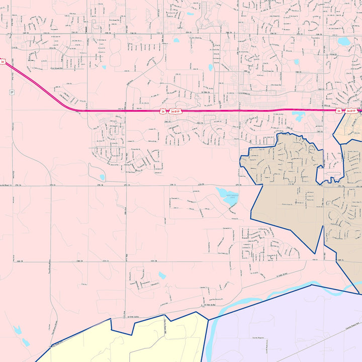 Color Cast Zip Code Style Wall Map of Greely, CO