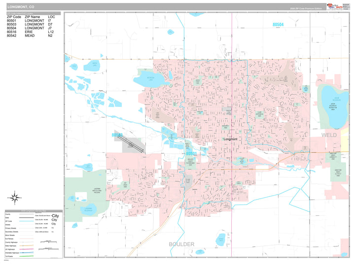 Premium Style Wall Map of Longmont, CO