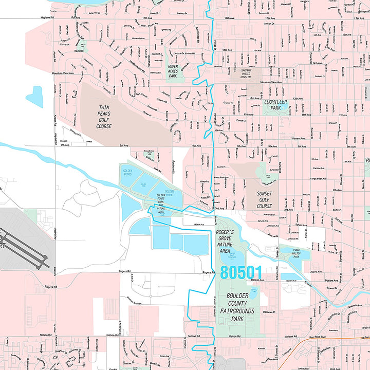 Premium Style Wall Map of Longmont, CO