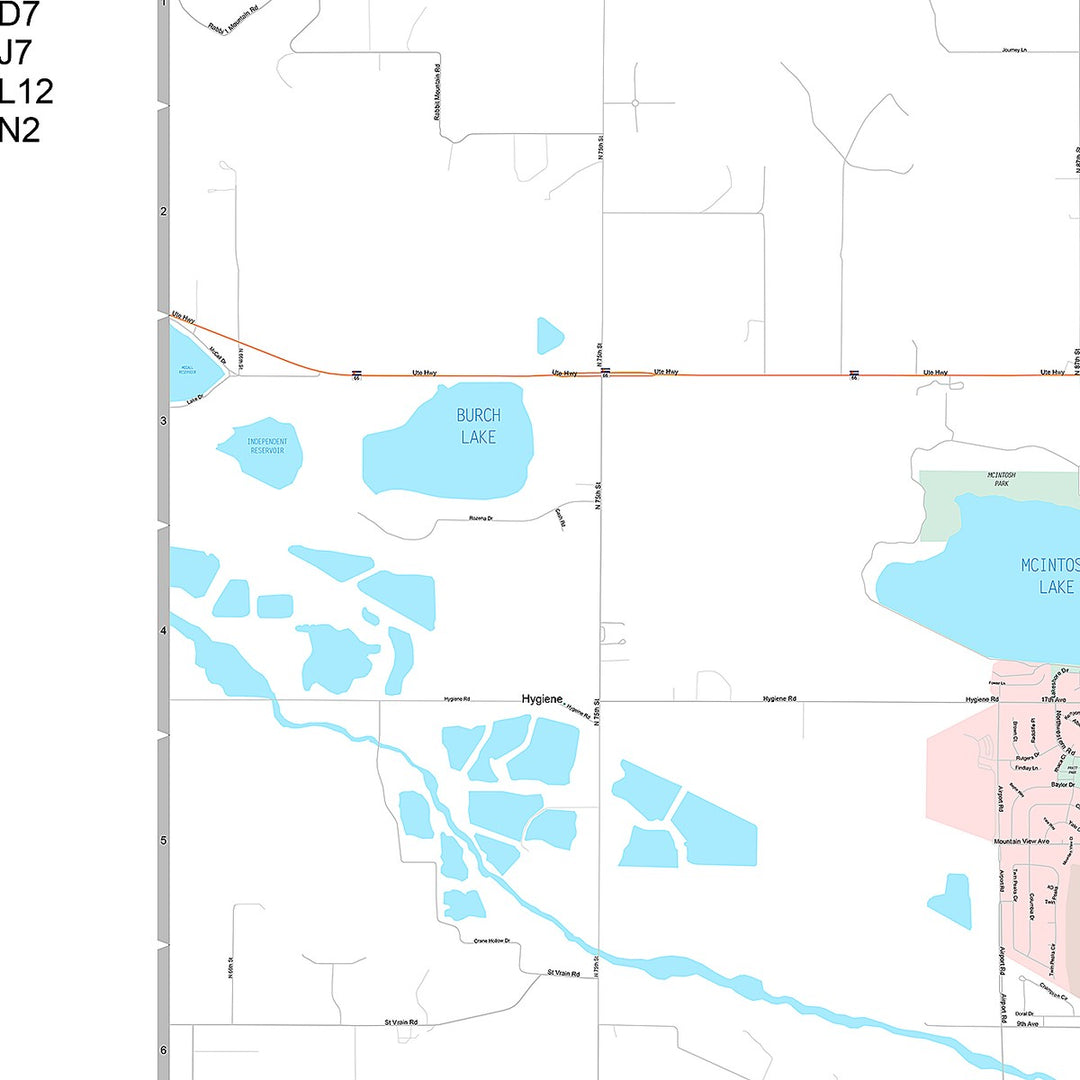 Premium Style Wall Map of Longmont, CO