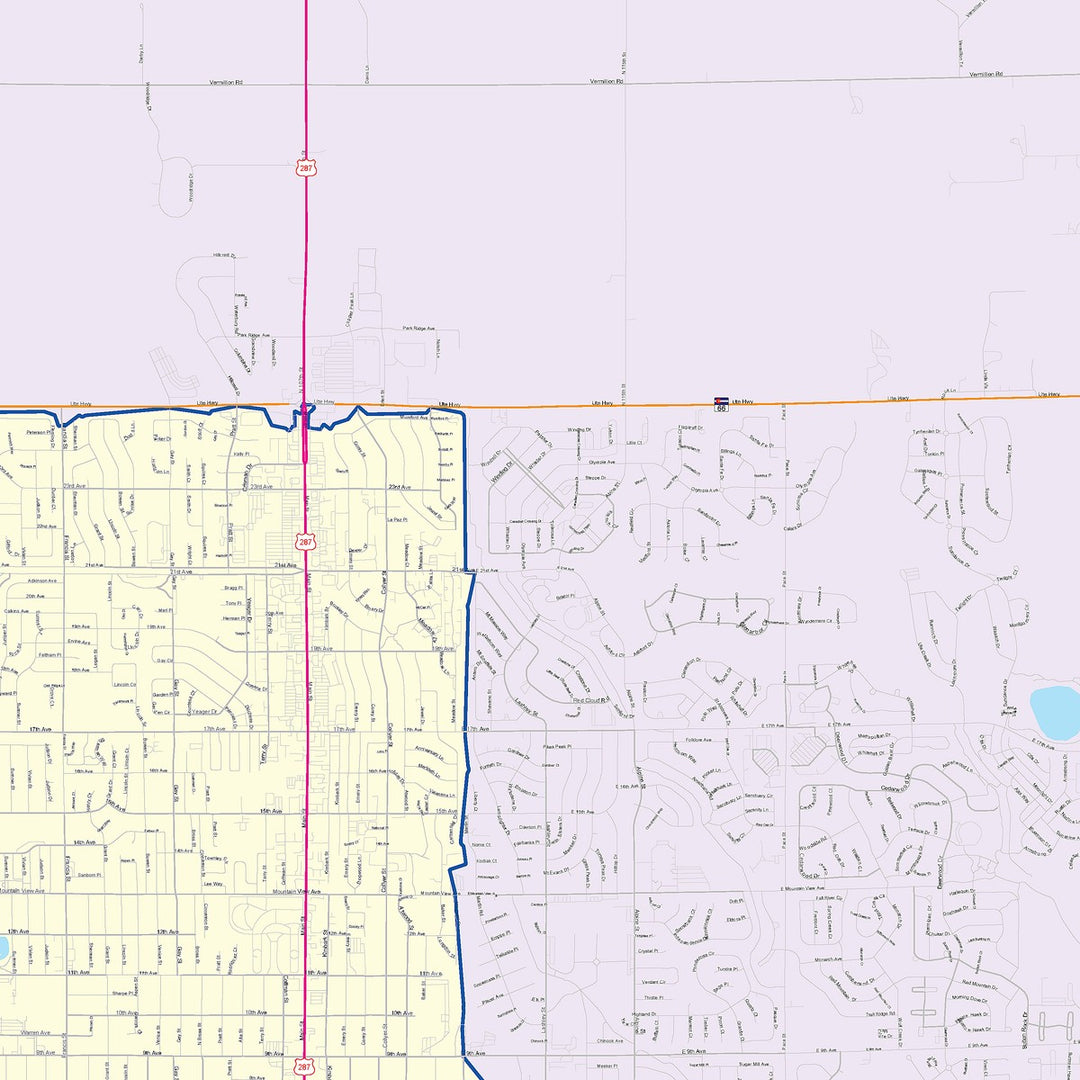 Color Cast Zip Code Style Wall Map of Longmont, CO