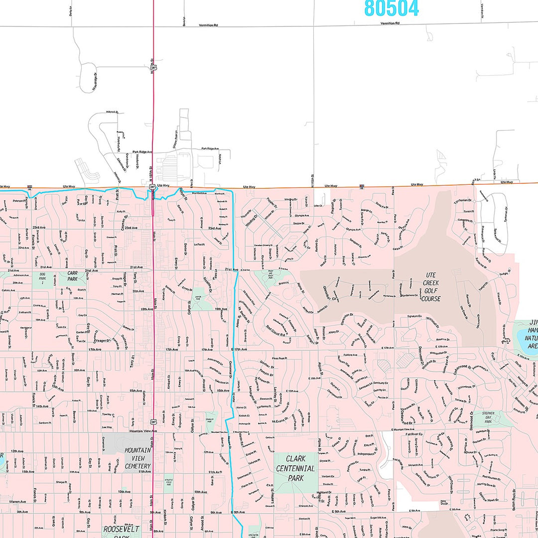 Premium Style Wall Map of Longmont, CO