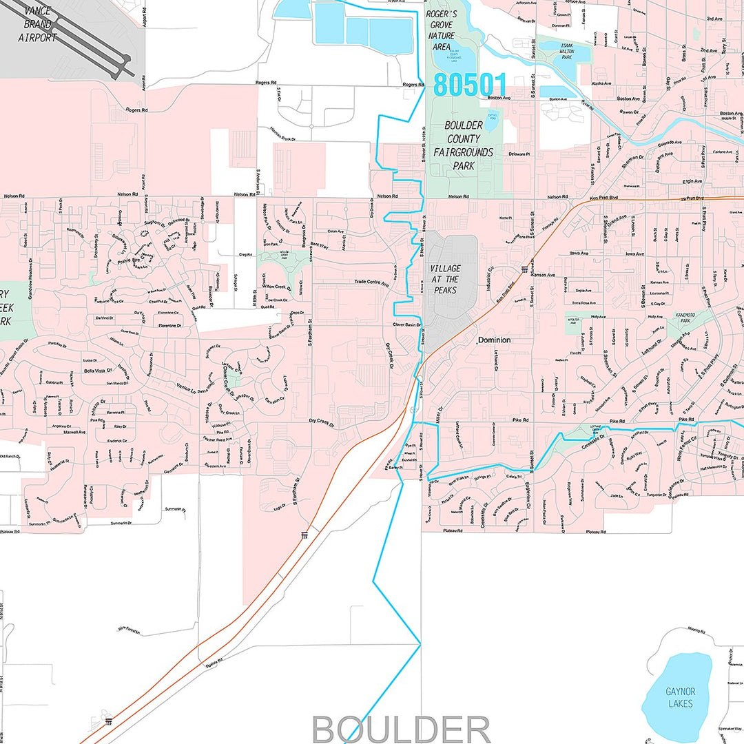Premium Style Wall Map of Longmont, CO