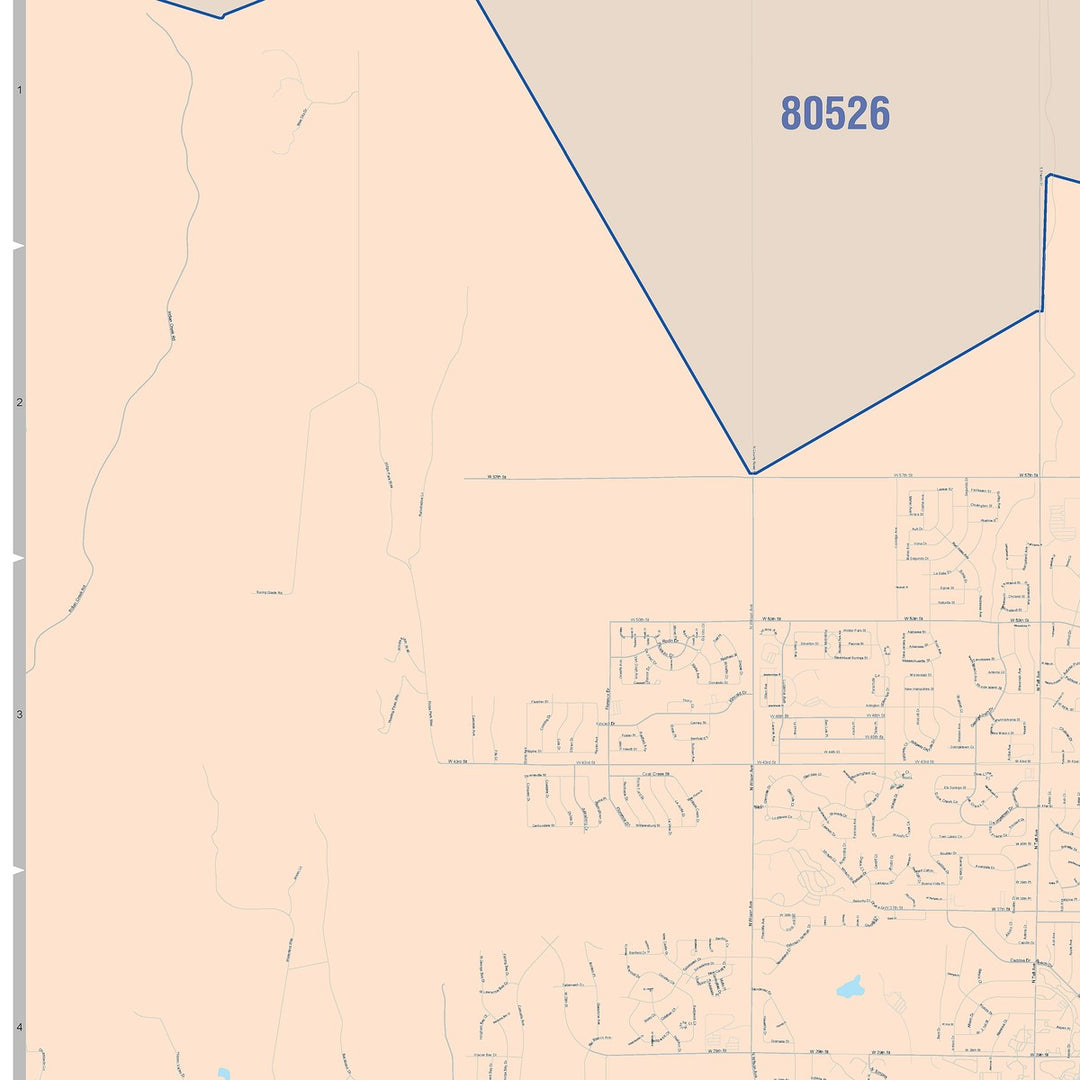 Color Cast Zip Code Style Wall Map of Loveland, CO