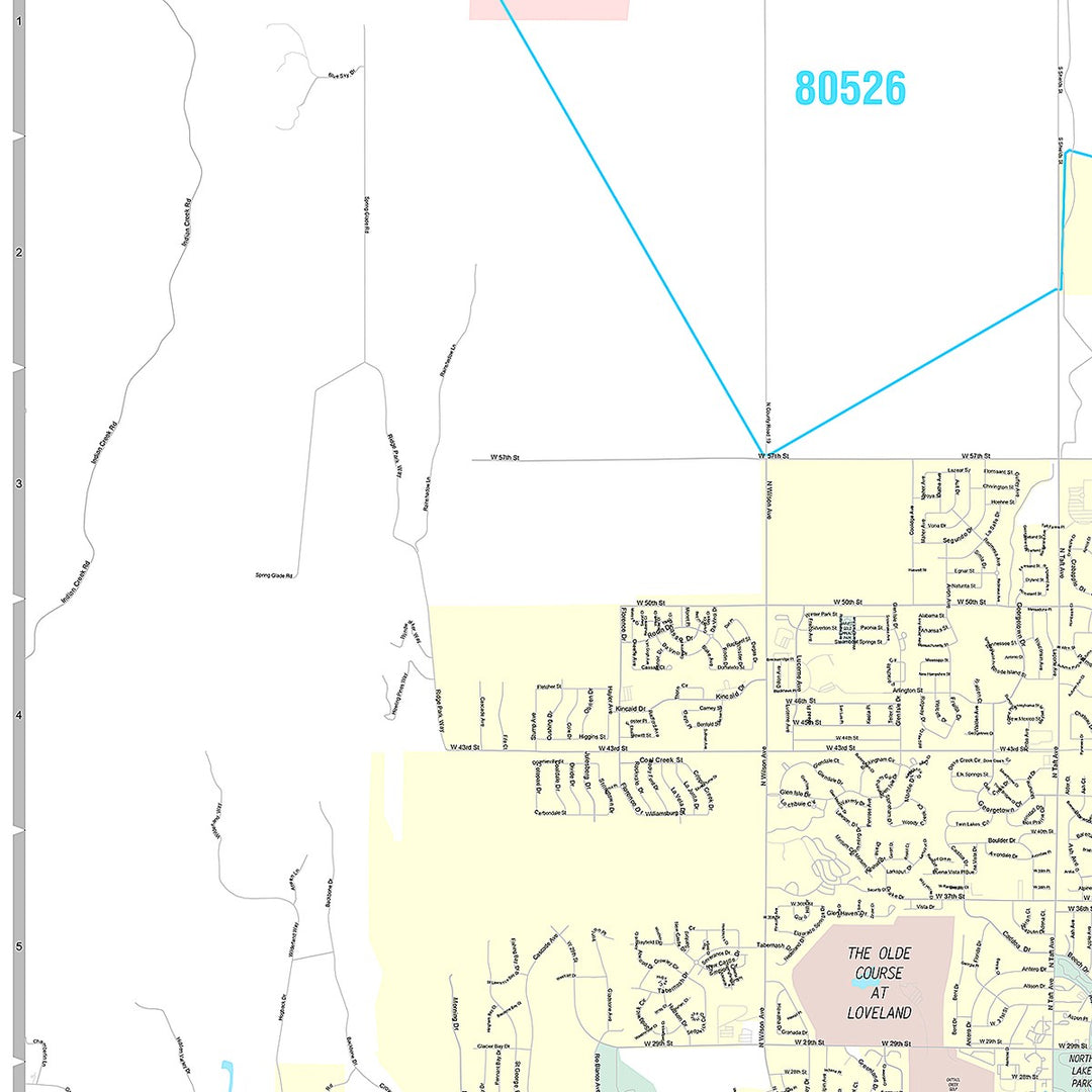 Premium Style Wall Map of Loveland, CO