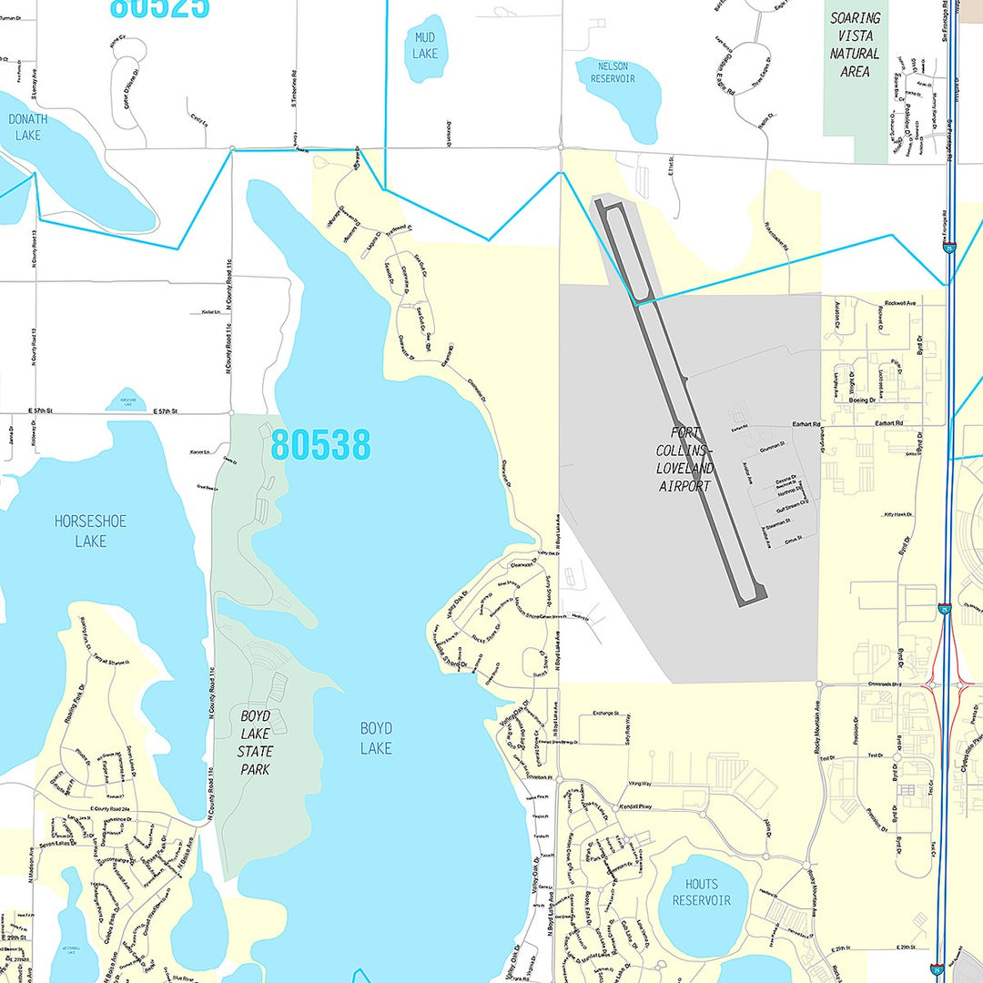 Premium Style Wall Map of Loveland, CO